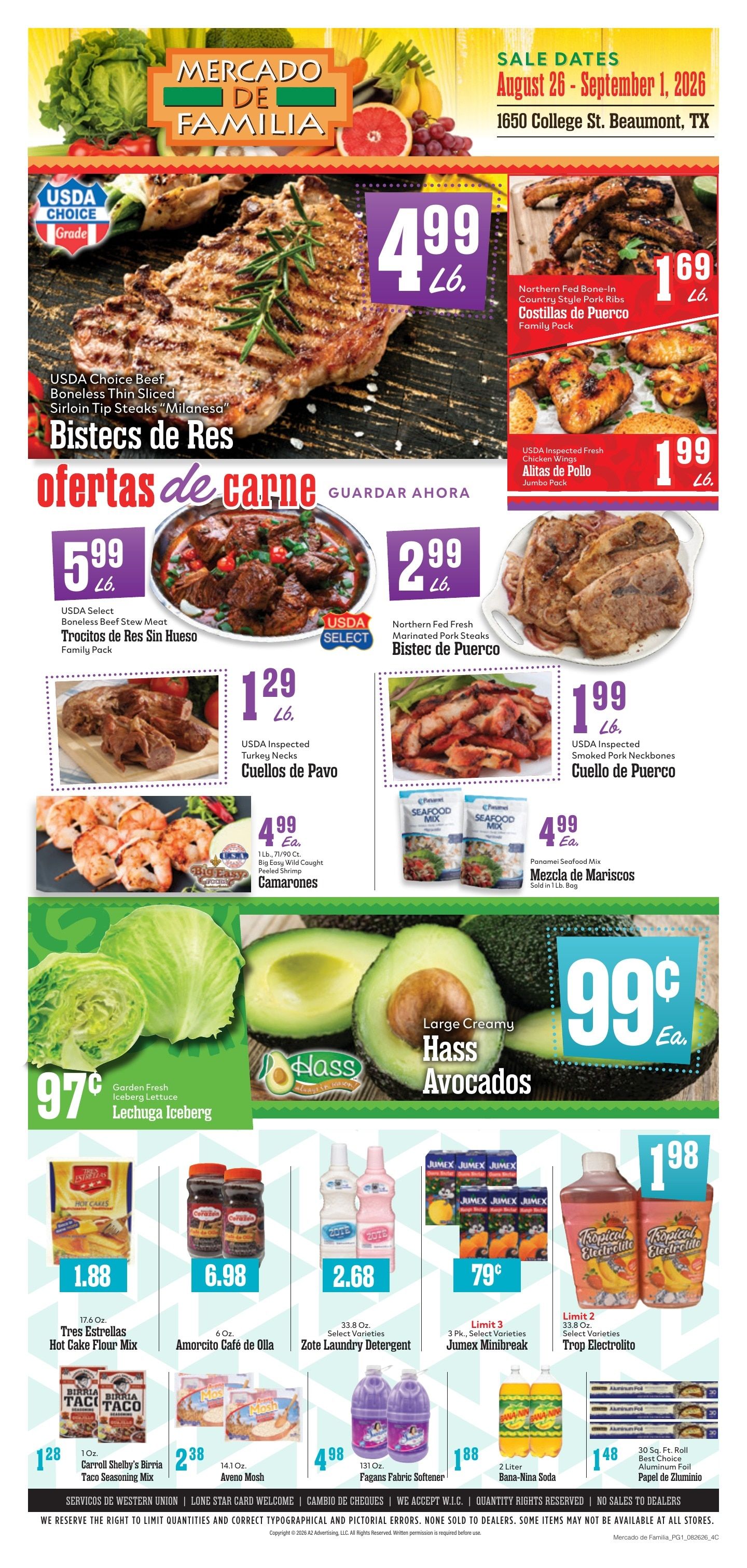 Mercado de Familia Weekly Ad August 26 - September 1, 2026
