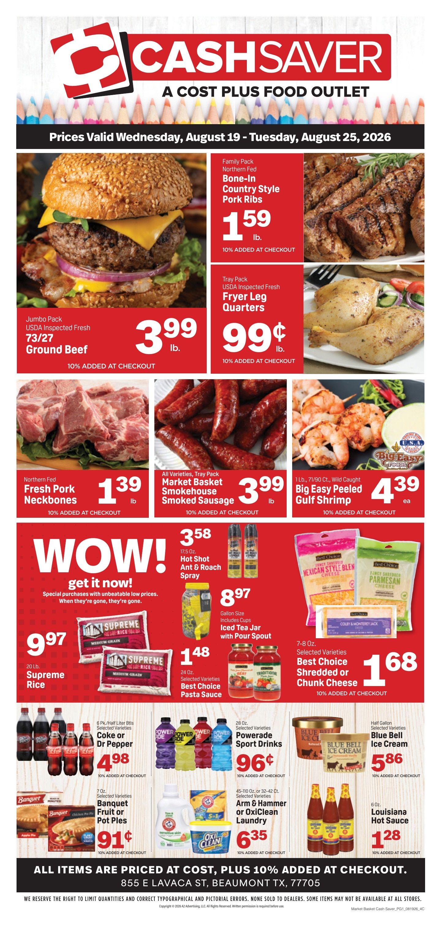Cash Saver Beaumont Weekly Ad August 19 - 25, 2026