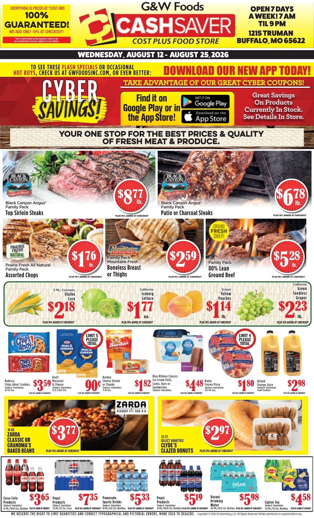 G&W Foods Cash Saver (Buffalo, MO) Weekly Ad August 12 - 25, 2026
