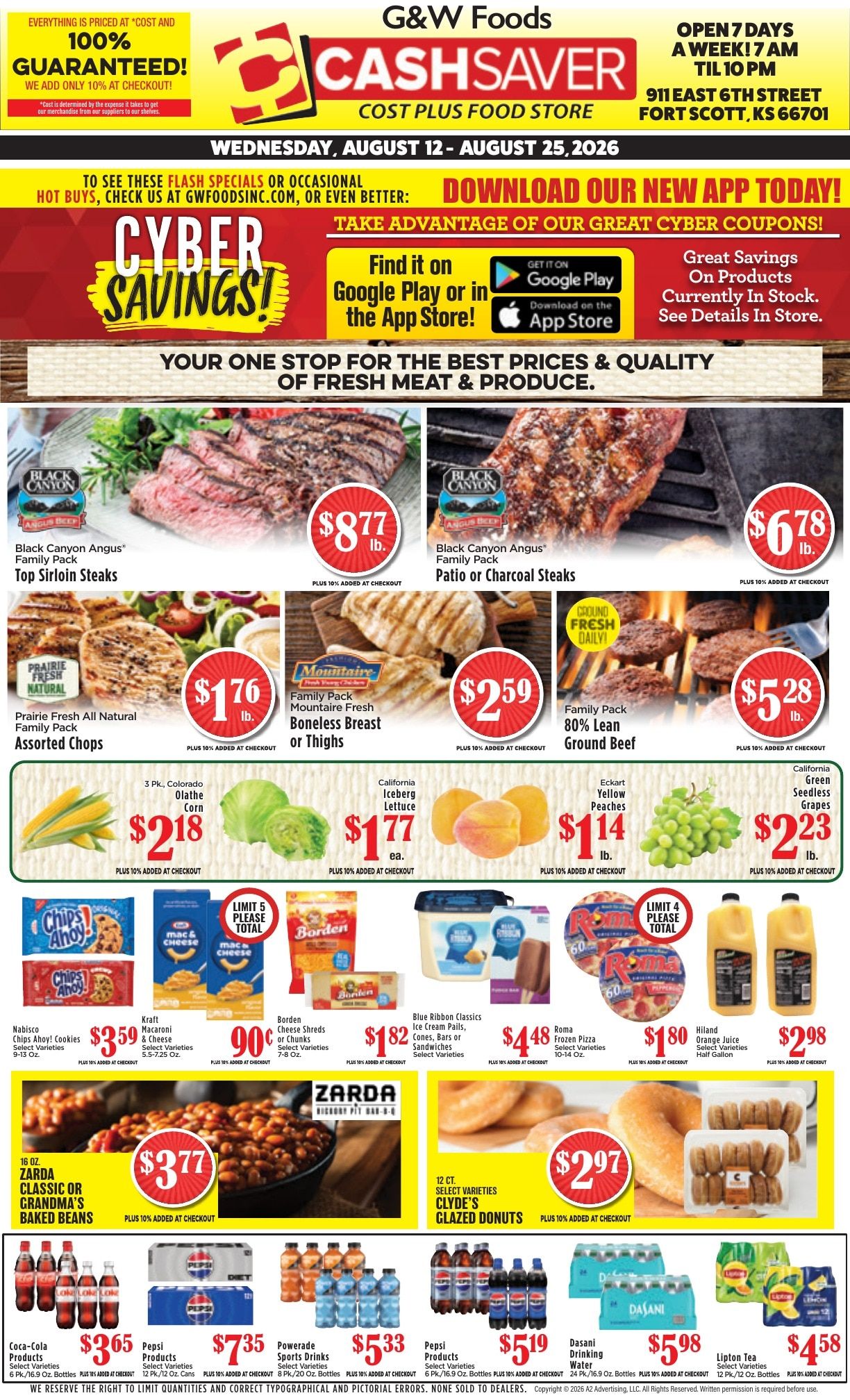 G&W Foods Cash Saver (Fort Scott, KS) Weekly Ad August 12 - 25, 2026