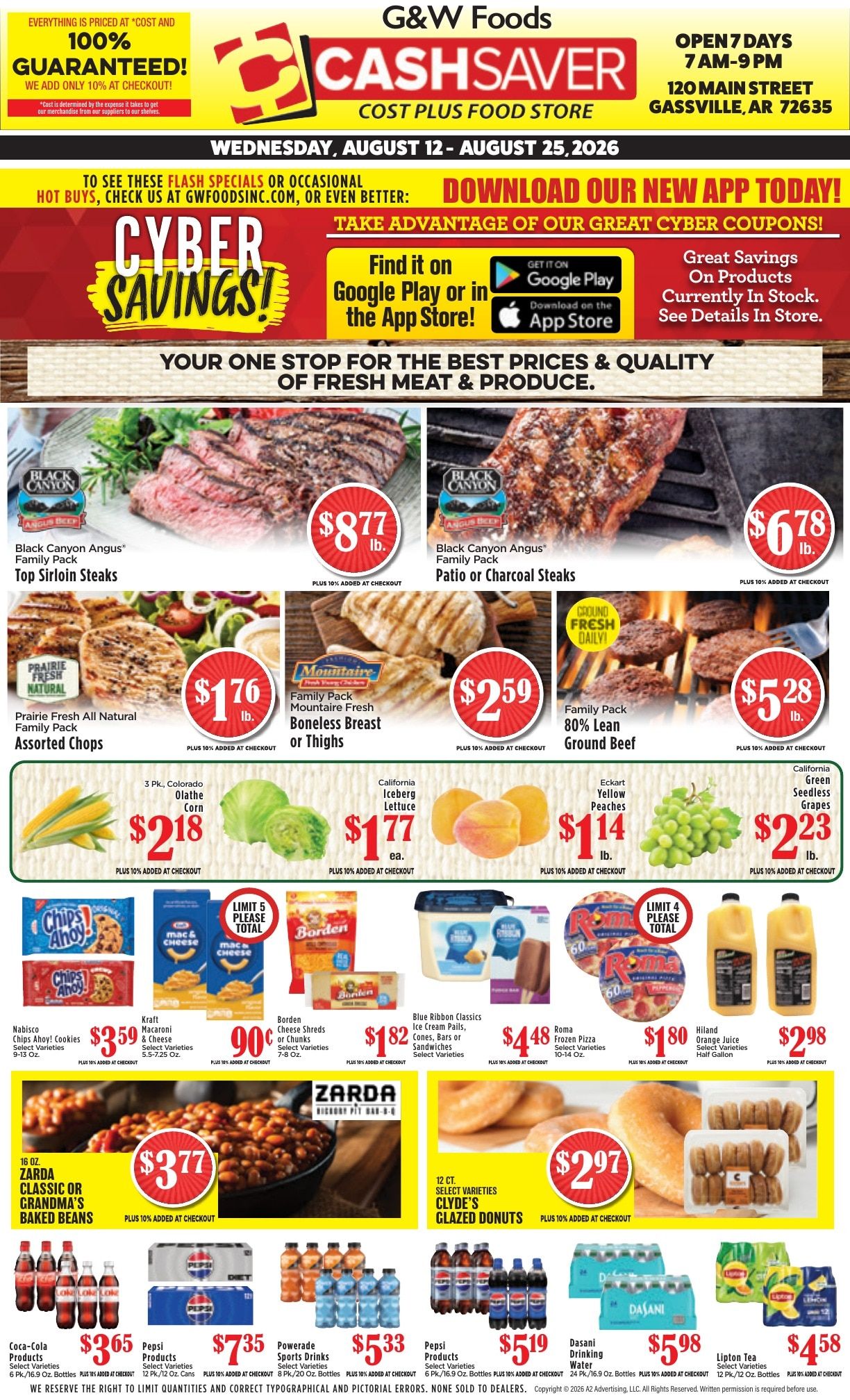 G&W Foods Cash Saver (Gassville, AR) Weekly Ad August 12 - 25, 2026