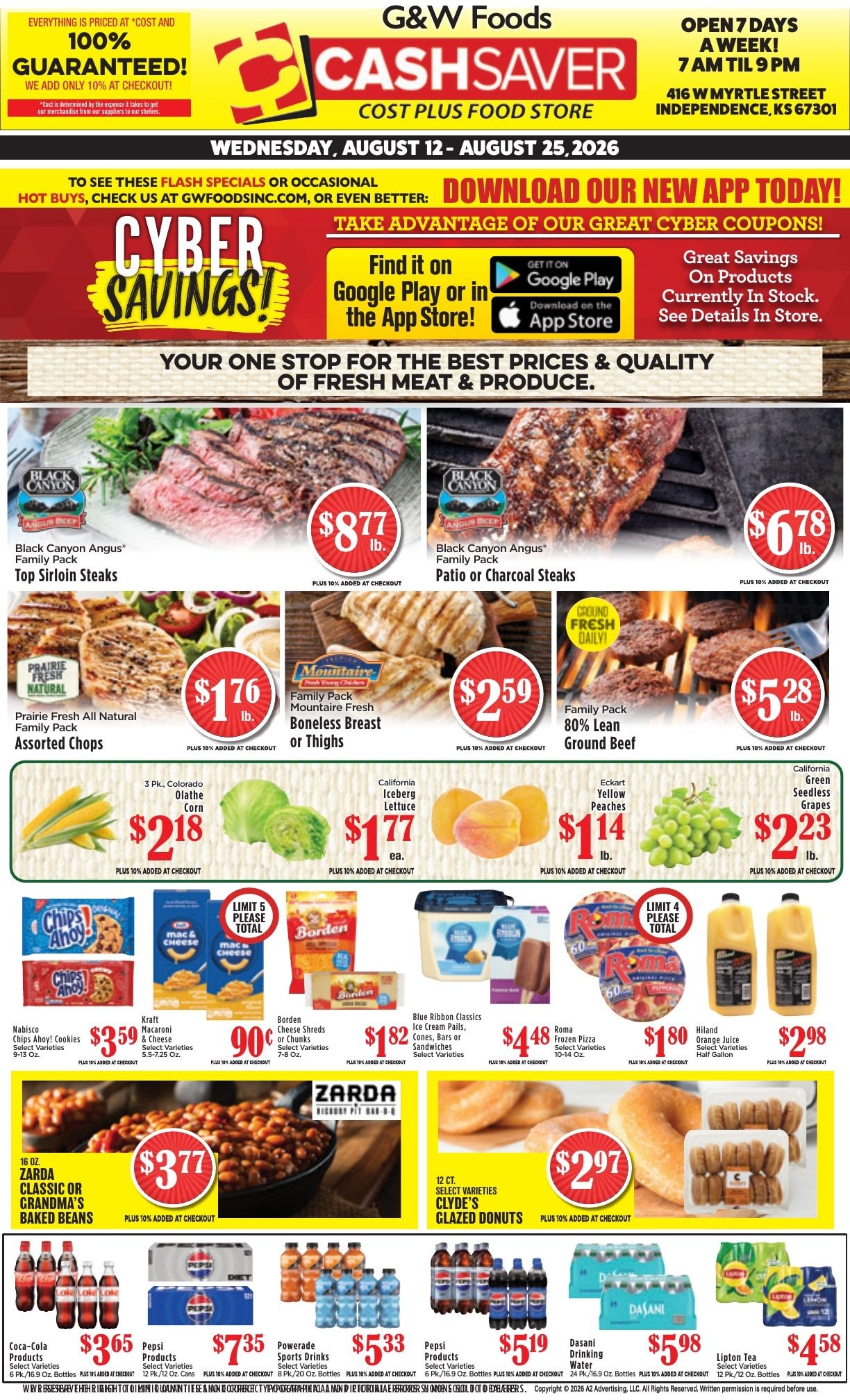 G&W Foods Cash Saver (Independence, KS) Weekly Ad August 12 - 25, 2026