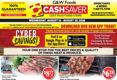 G&W Foods Cash Saver (Independence, KS) Weekly Ad August 12 - 25, 2026