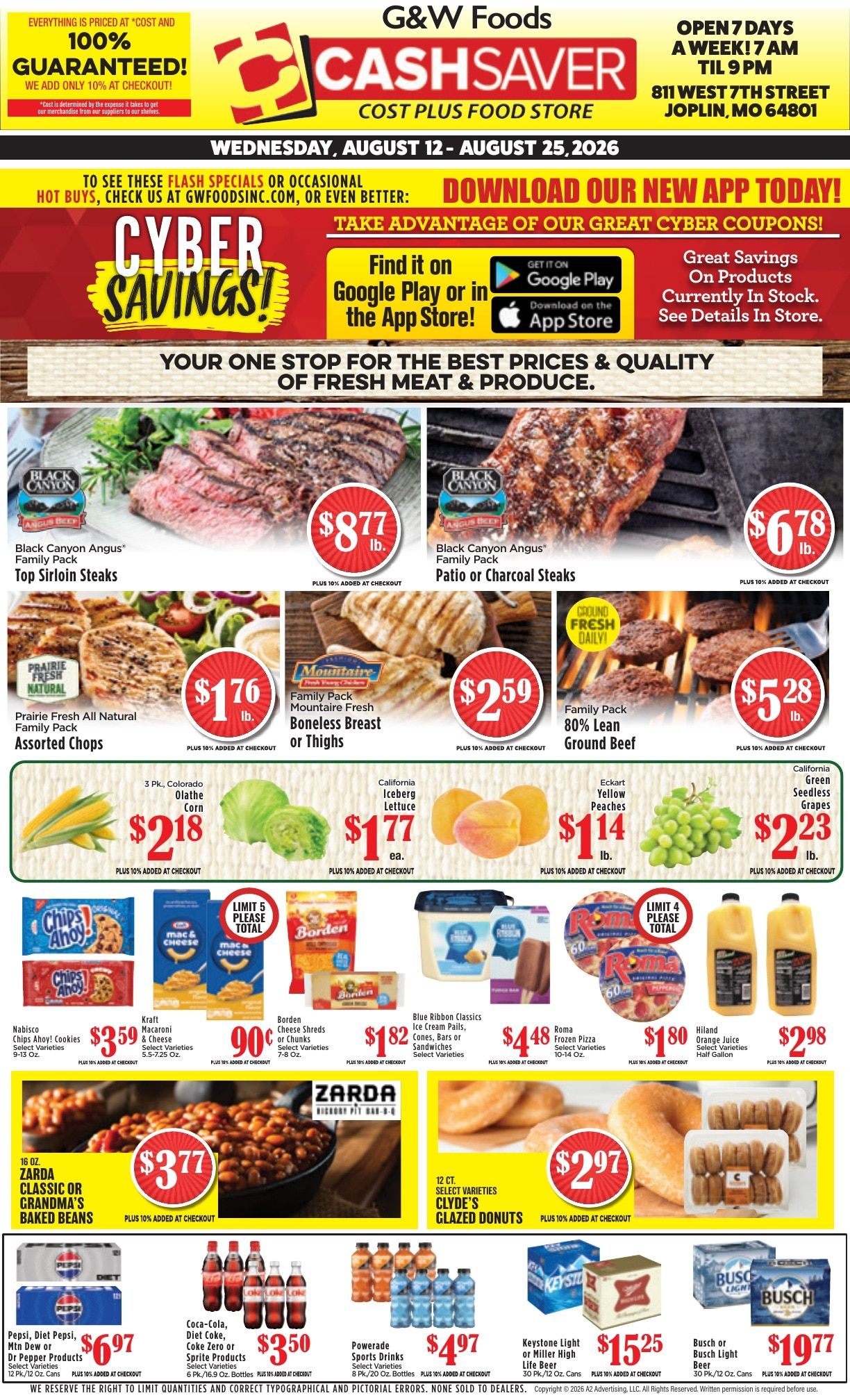 G&W Foods Cash Saver (Joplin, MO) Weekly Ad August 12 - 25, 2026