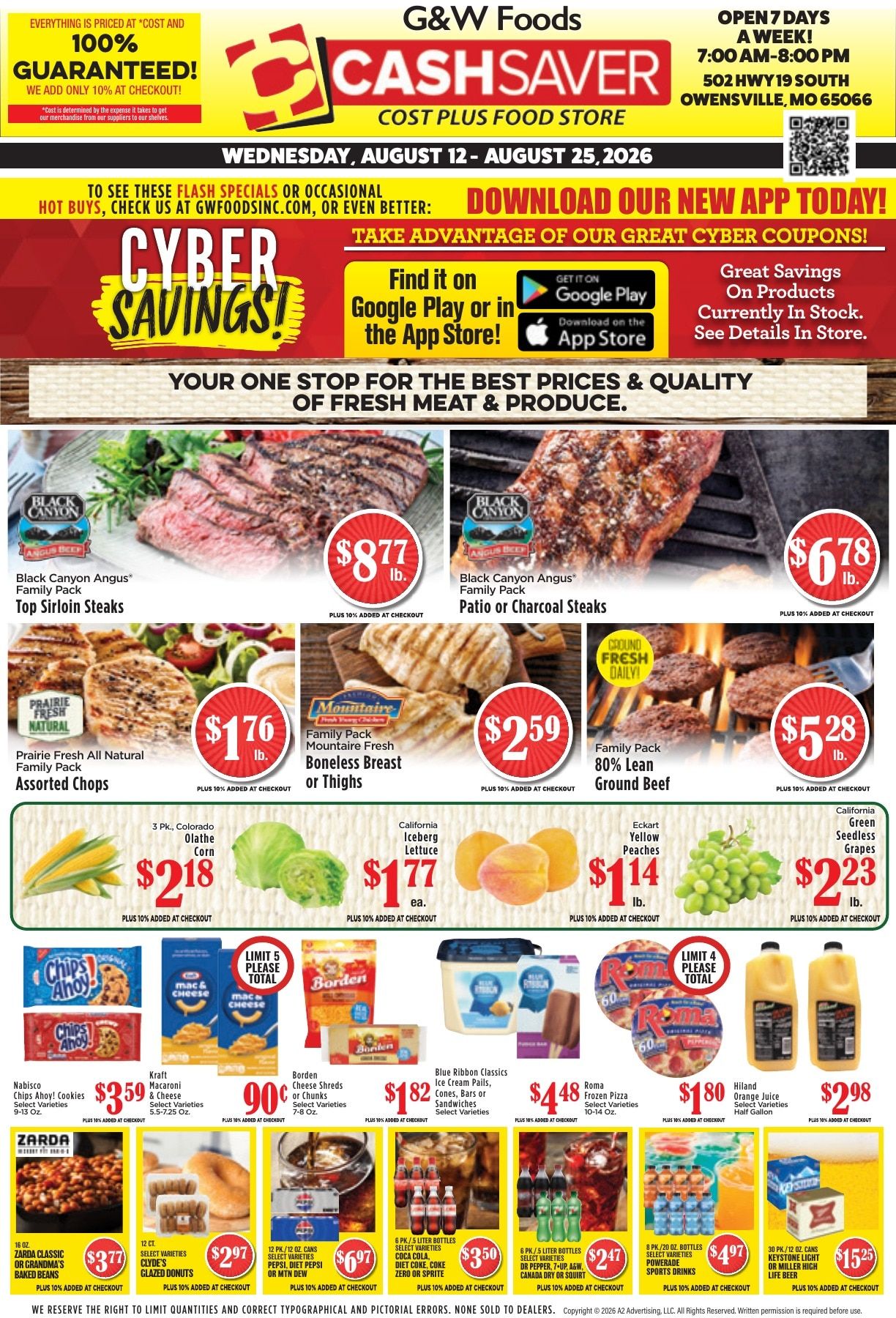 G&W Foods Cash Saver (Owensville, MO) Weekly Ad August 12 - 25, 2026