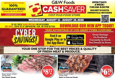 G&W Foods Cash Saver (Owensville, MO) Weekly Ad August 12 - 25, 2026