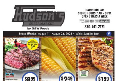 Hudson's Super Market Weekly Ad August 11 - 24, 2026