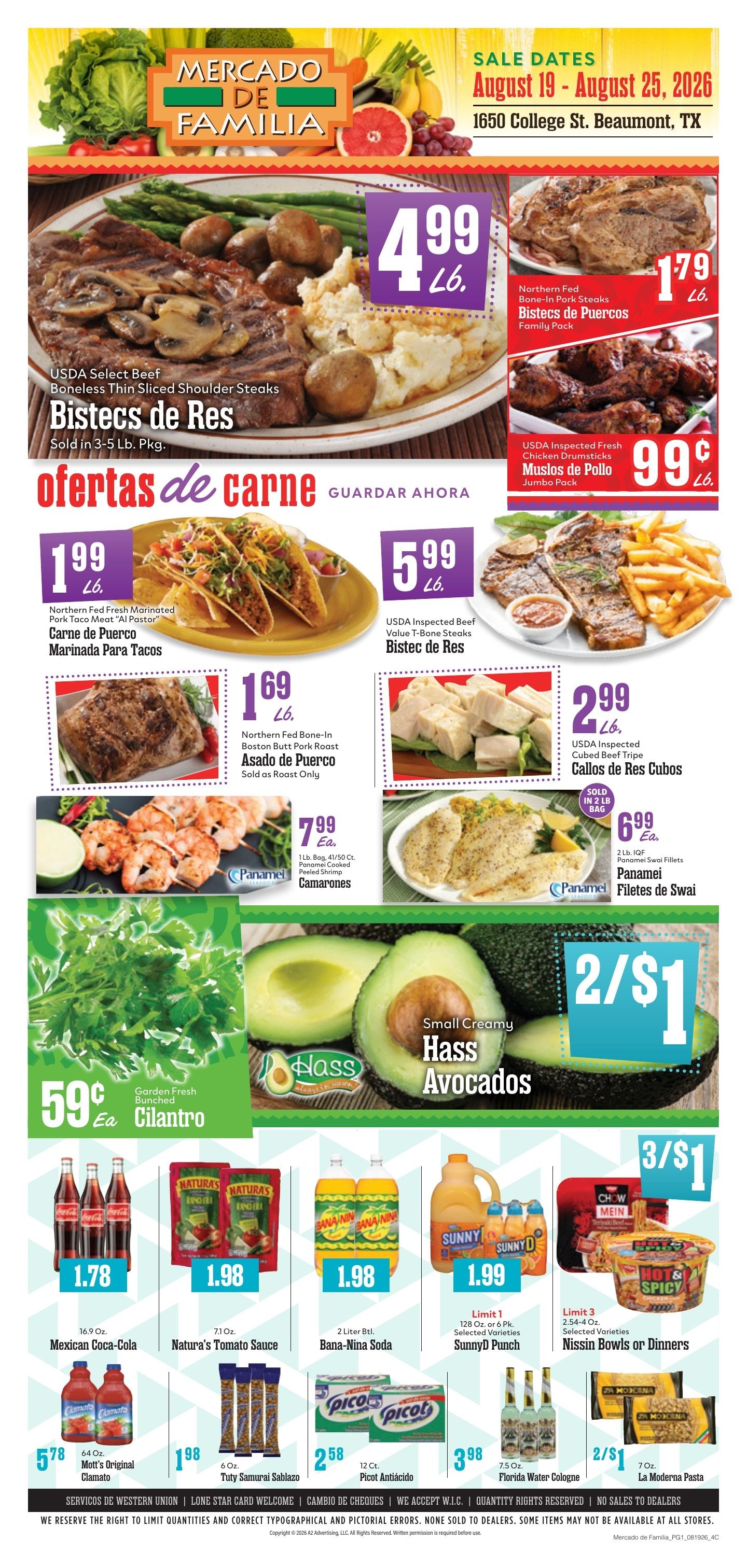 Mercado de Familia Weekly Ad August 19 - 25, 2026