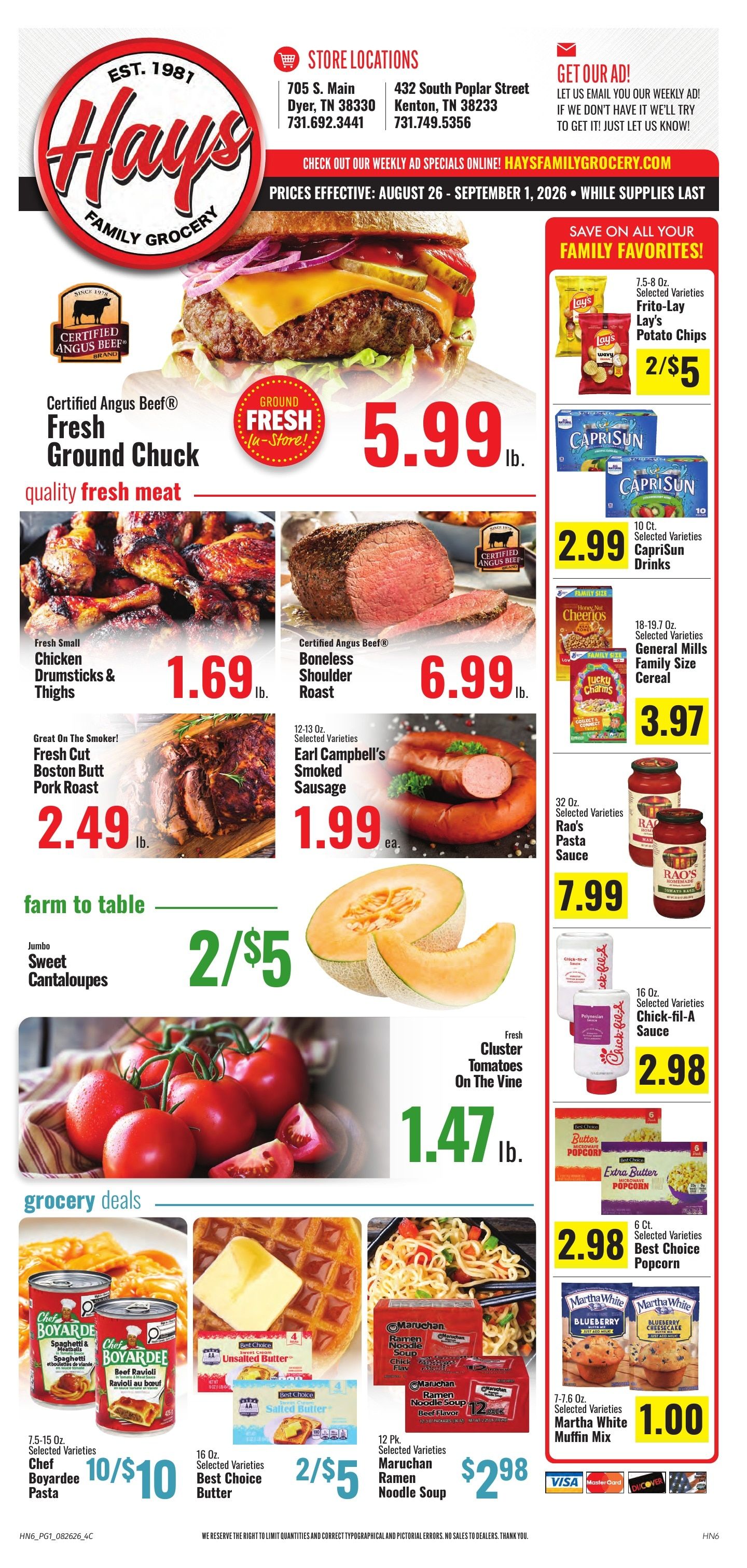 Hays Family Grocery Weekly Ad August 26 - September 1, 2026