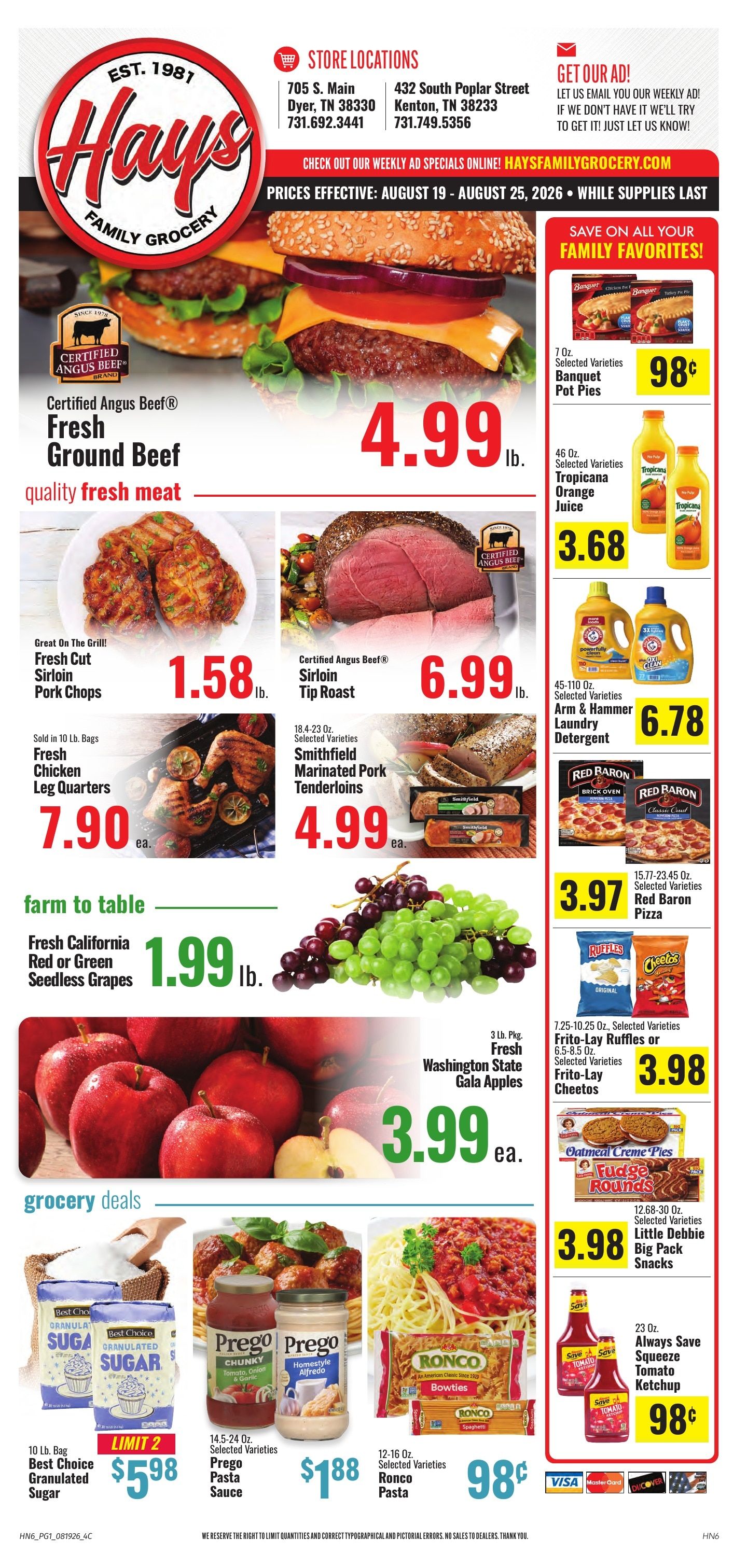 Hays Family Grocery Weekly Ad August 19 - 25, 2026