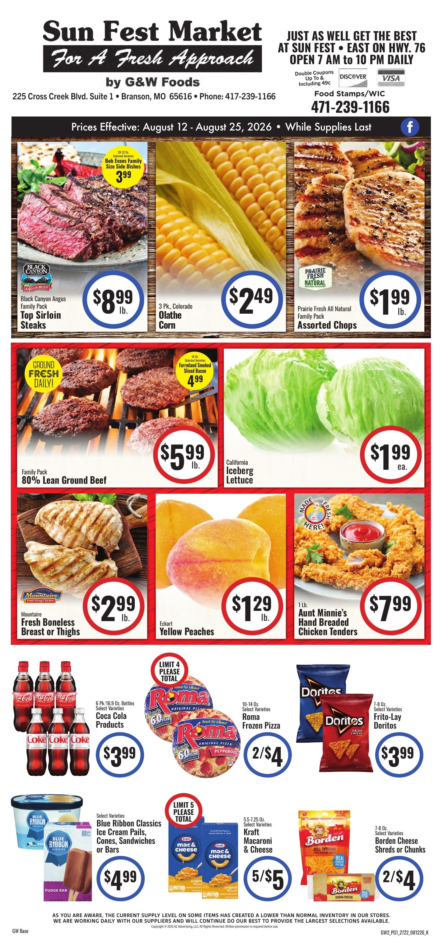 Sun Fest Market (Branson, MO) Weekly Ad August 12 - 25, 2026