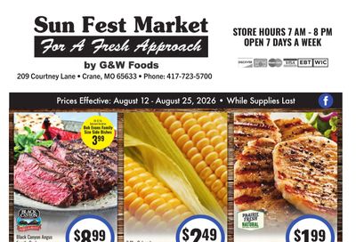 Sun Fest Market (Crane, MO) Weekly Ad August 12 - 25, 2026