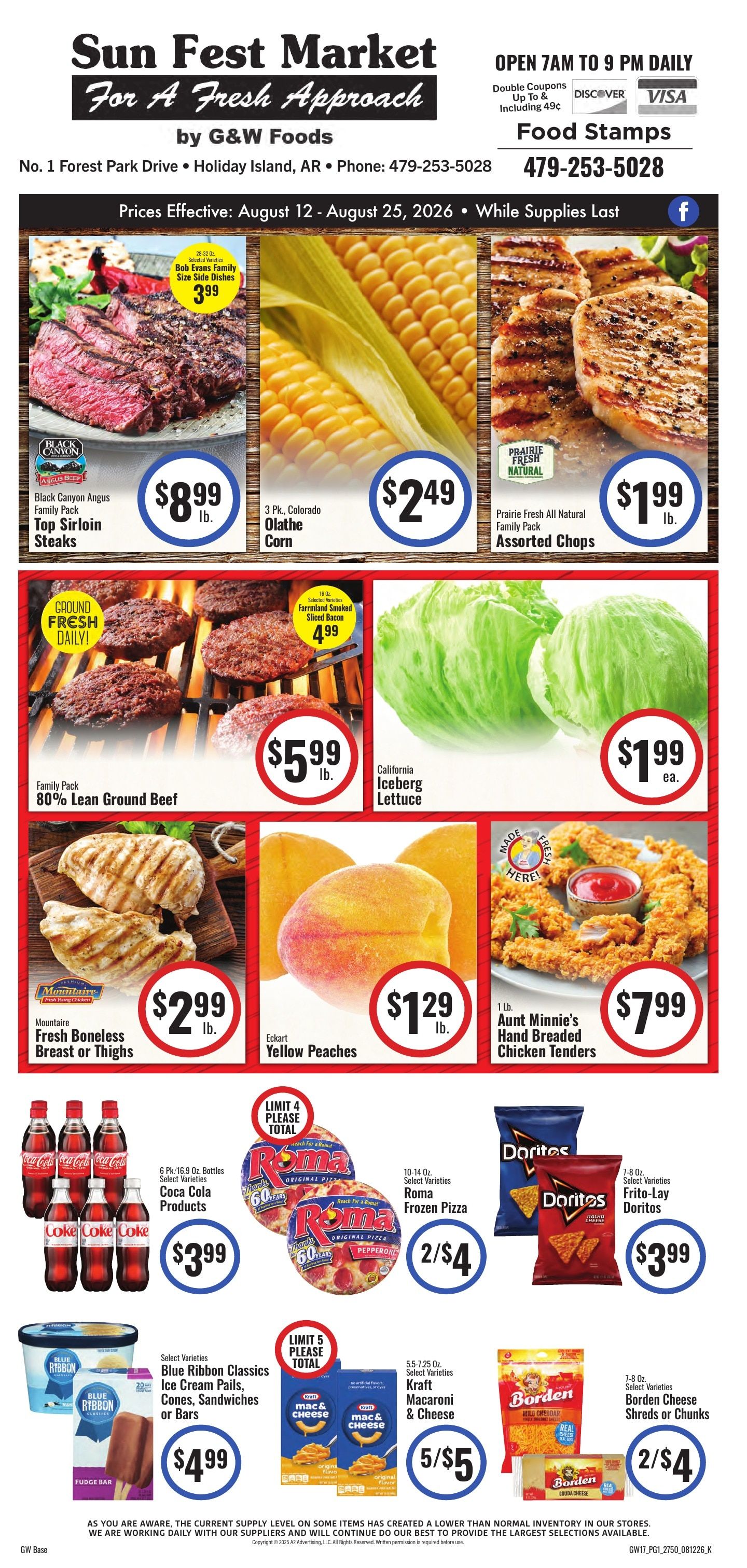 Sun Fest Market (Holiday Island, AR) Weekly Ad August 12 - 25, 2026
