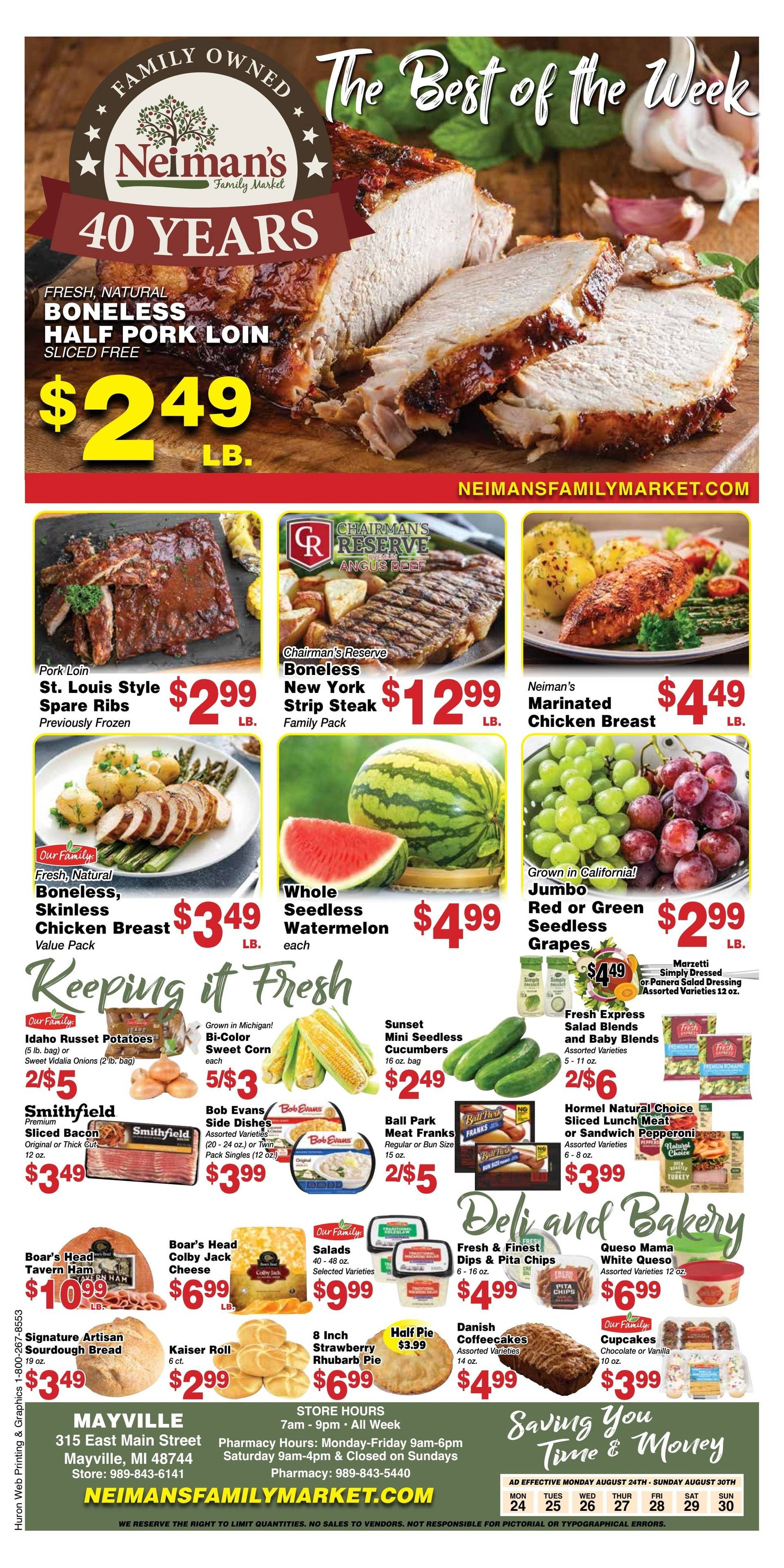 Neiman's Family Market (Mayville, MI) Weekly Ad August 24 - 30, 2026