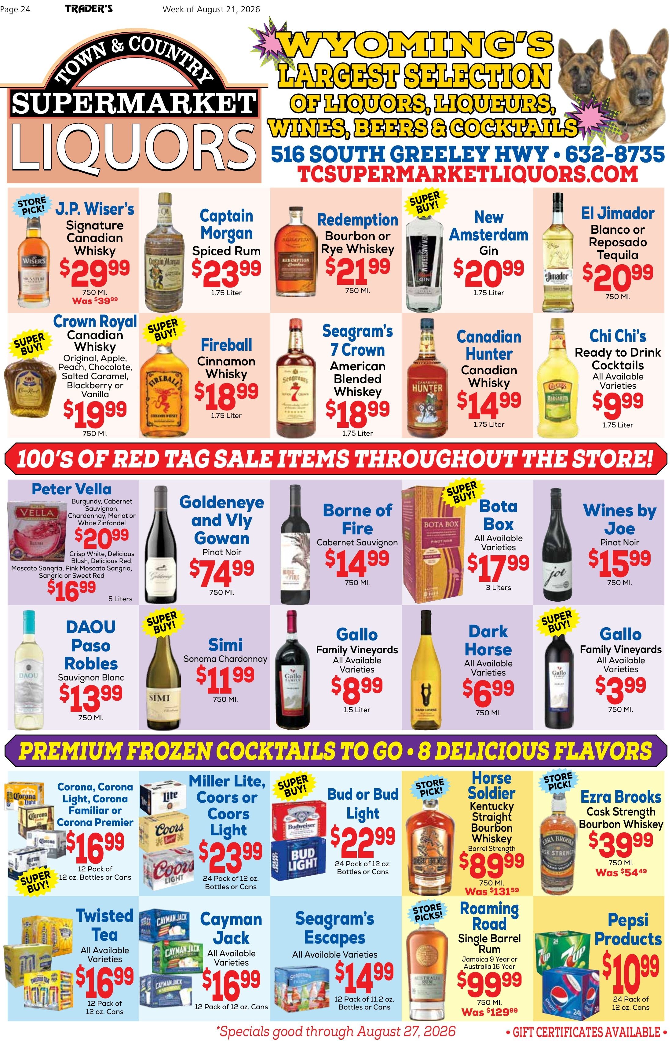 Town & Country Supermarket Liquors Weekly Ad August 21 - 27, 2026