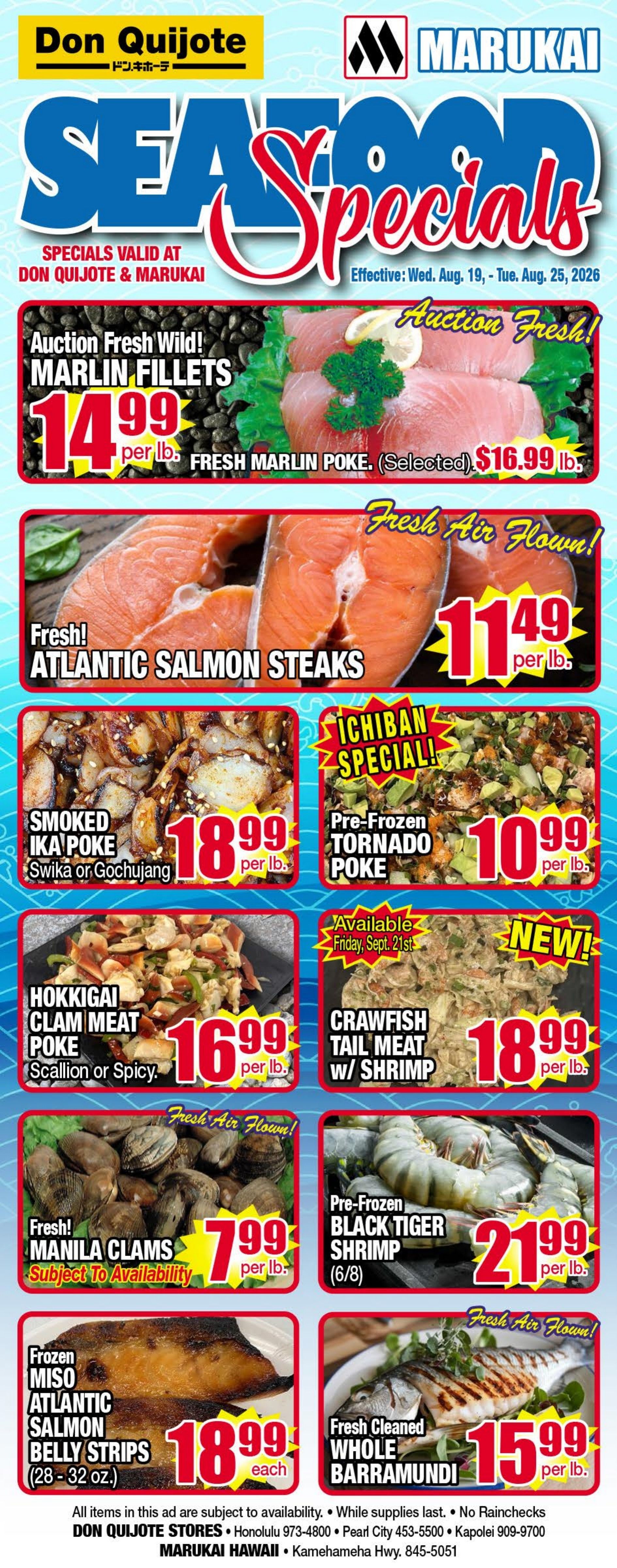 Marukai Hawaii Seafood Weekly Ad August 19 - 25, 2026