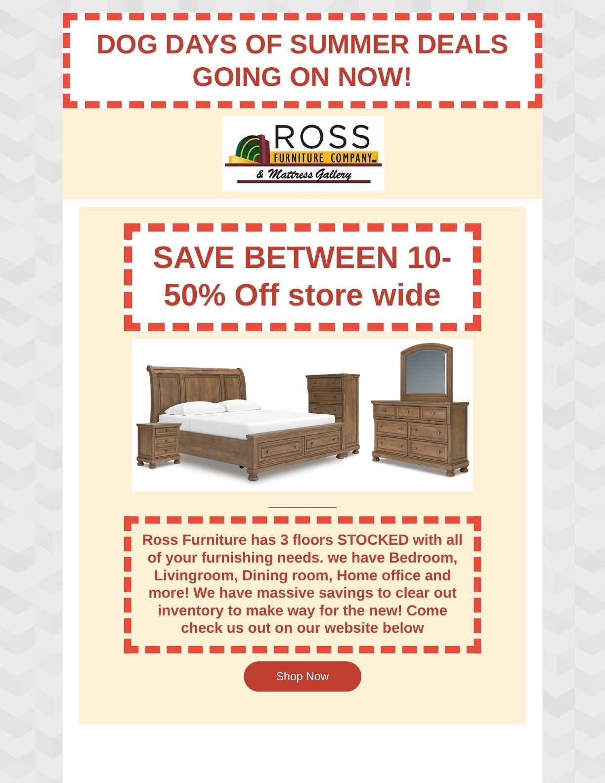 Ross Furniture Company Dog Days of Summer Sale Weekly Ad July 14 - October 11, 2026