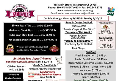 Watertown Meat Center Weekly Ad August 24 - 30, 2026