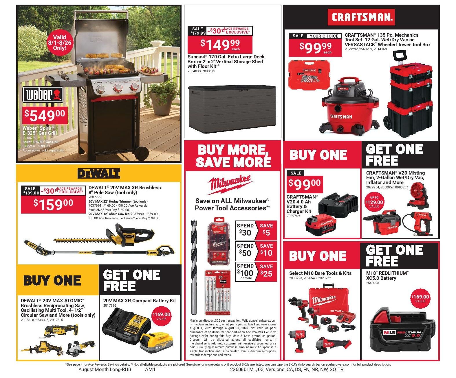 Falls Ace Hardware Monthly Red Hot Buys Weekly Ad August 1 - 31, 2026