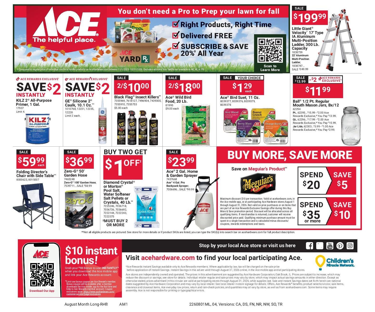 Falls Ace Hardware Monthly Red Hot Buys Weekly Ad August 1 - 31, 2026