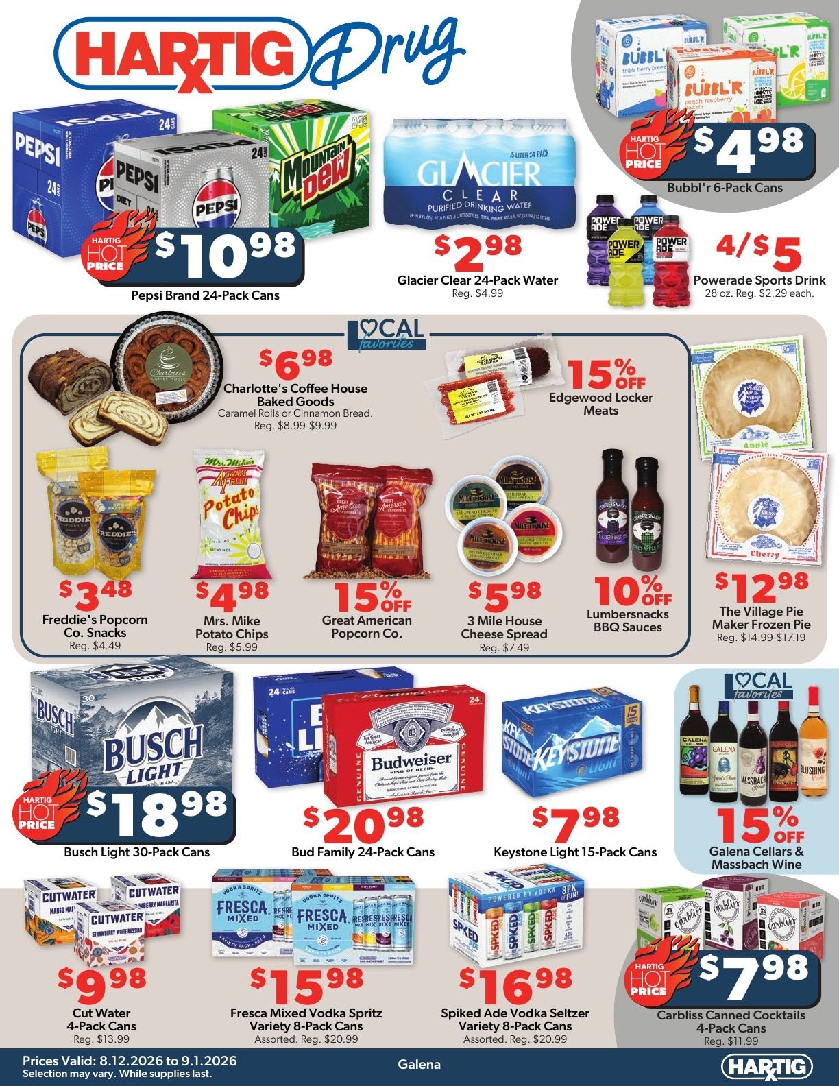 Hartig Drug (11002 Bartell Boulevard, Galena, IL) Galena Weekly Ad August 12 - September 1, 2026