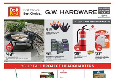 G.W. Hardware Monthly Sale Weekly Ad October 1 - 31, 2026