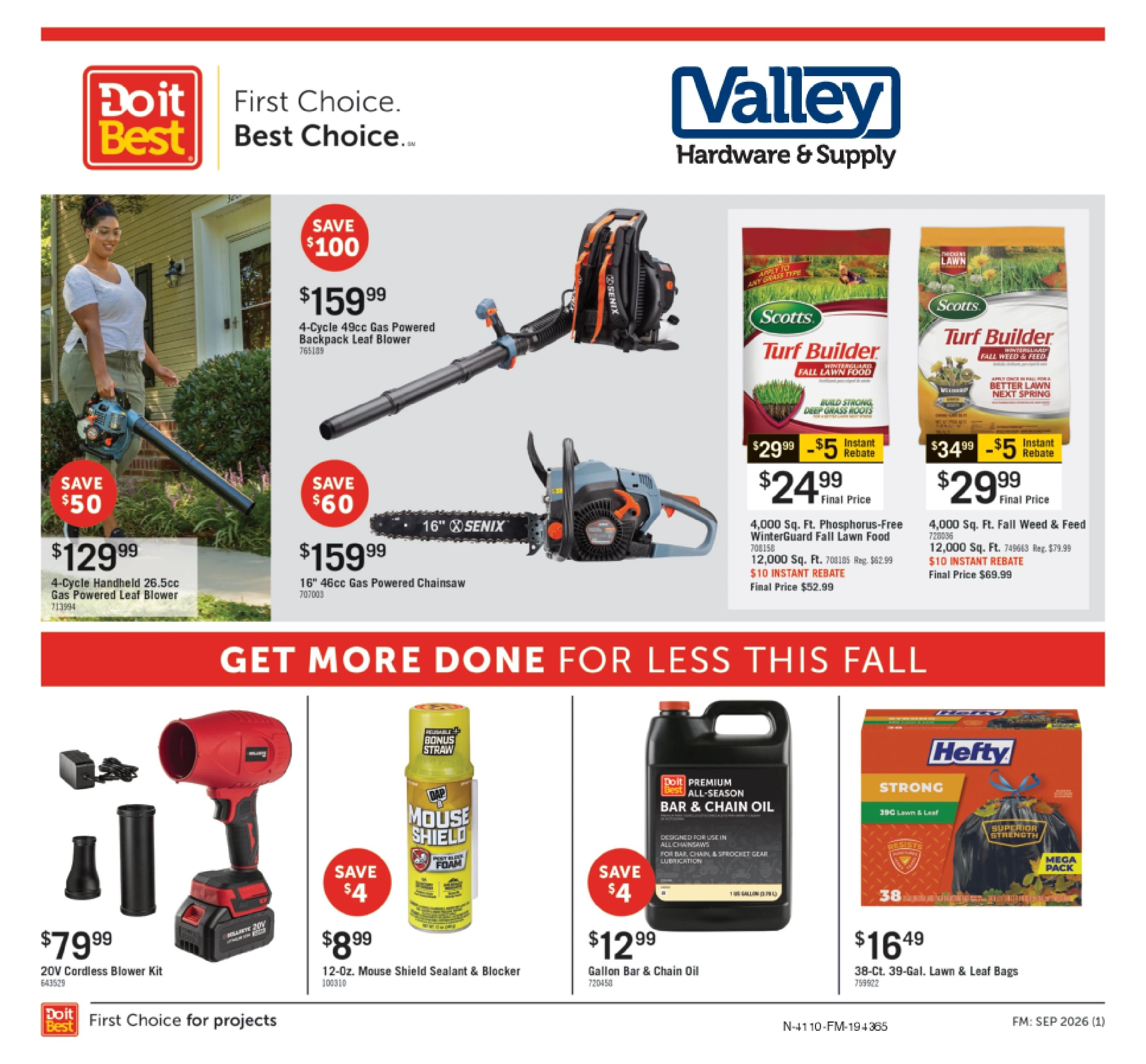 Valley Hardware & Supply Monthly Sale Weekly Ad September 1 - 30, 2026