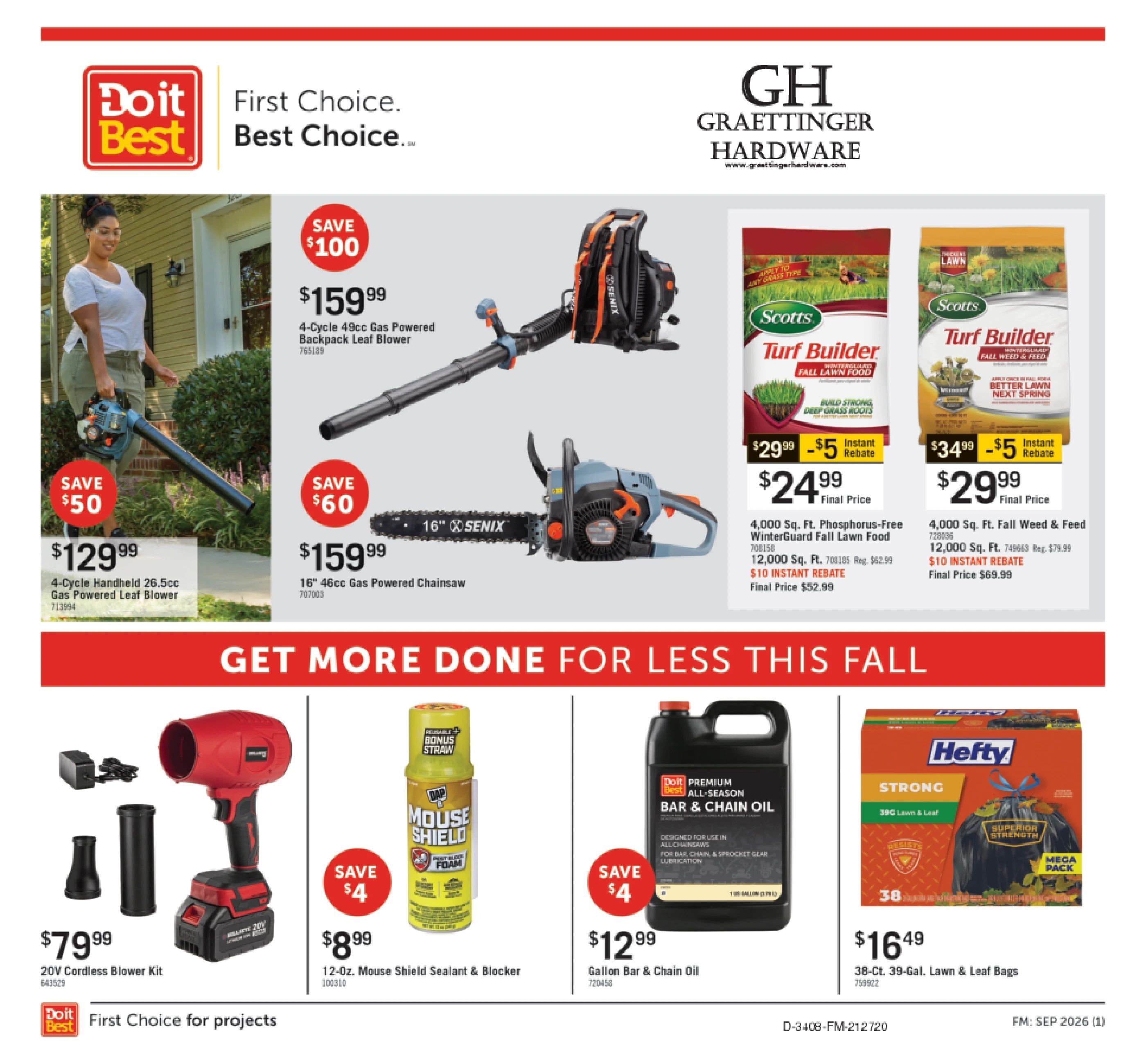 Graettinger Hardware Monthly Sale Weekly Ad September 1 - 30, 2026