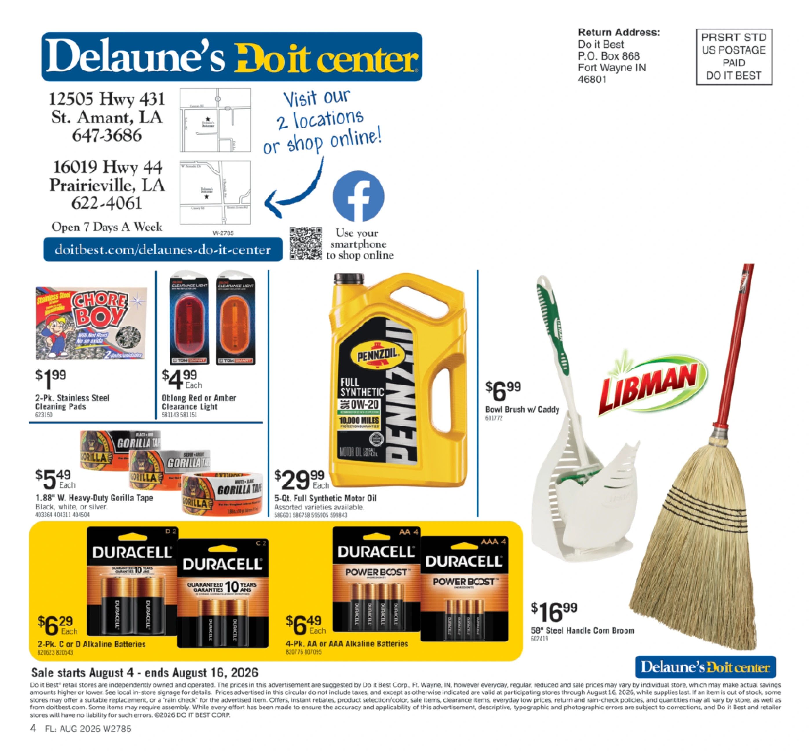Delaune's Do it Center Monthly Sale Weekly Ad August 1 - 31, 2026
