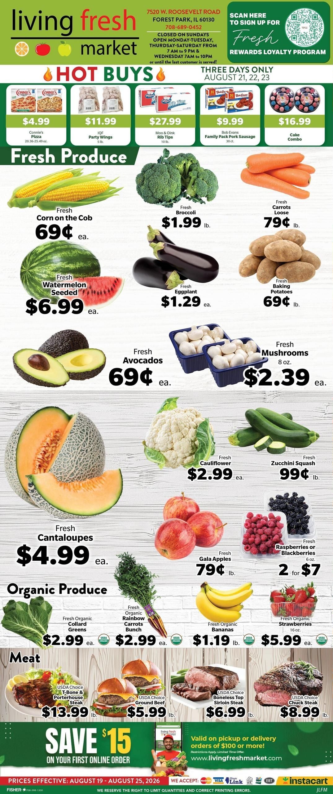 Living Fresh Market (Carol Stream–Lyons Area, IL) Weekly Ad August 19 - 25, 2026