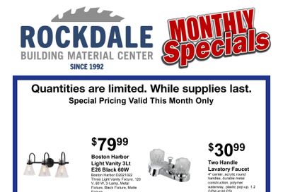 Rockdale Building Material Center Monthly Specials Weekly Ad August 1 - 31, 2026