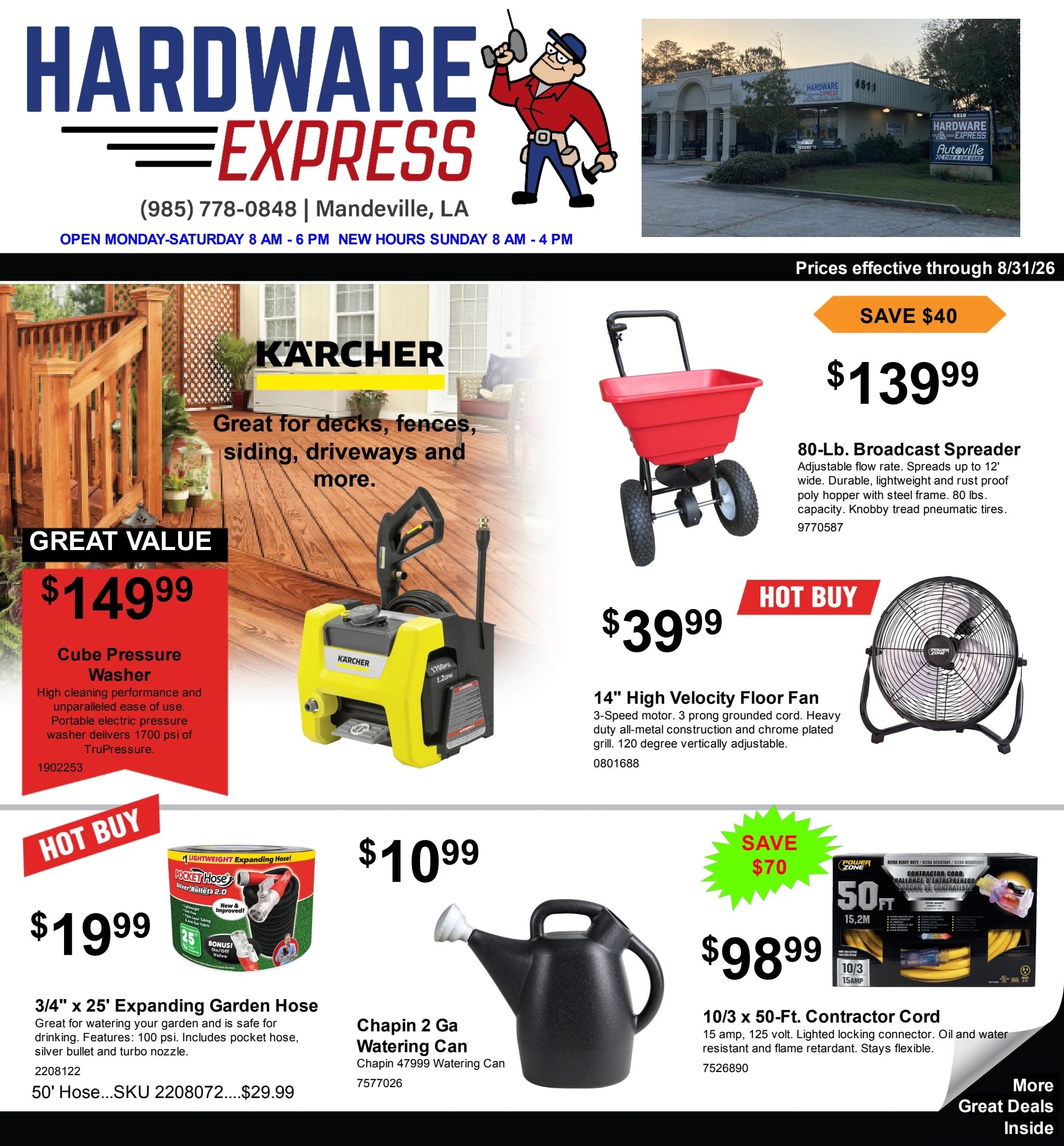 Hardware Express August Savings Weekly Ad August 1 - 31, 2026
