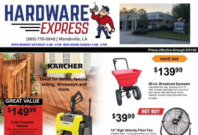 Hardware Express August Savings Weekly Ad August 1 - 31, 2026