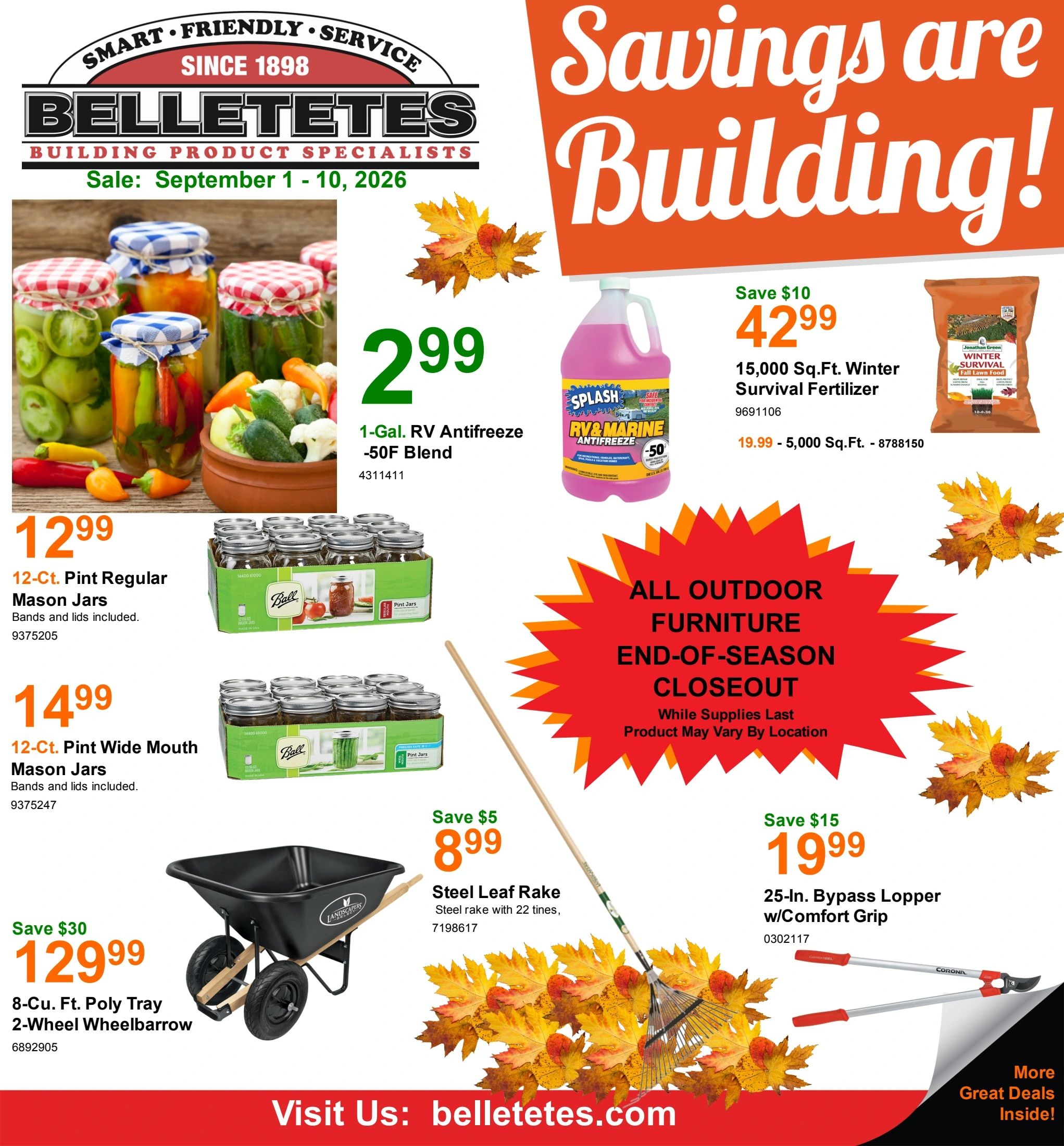 Belletetes September Savings Weekly Ad September 1 - 10, 2026