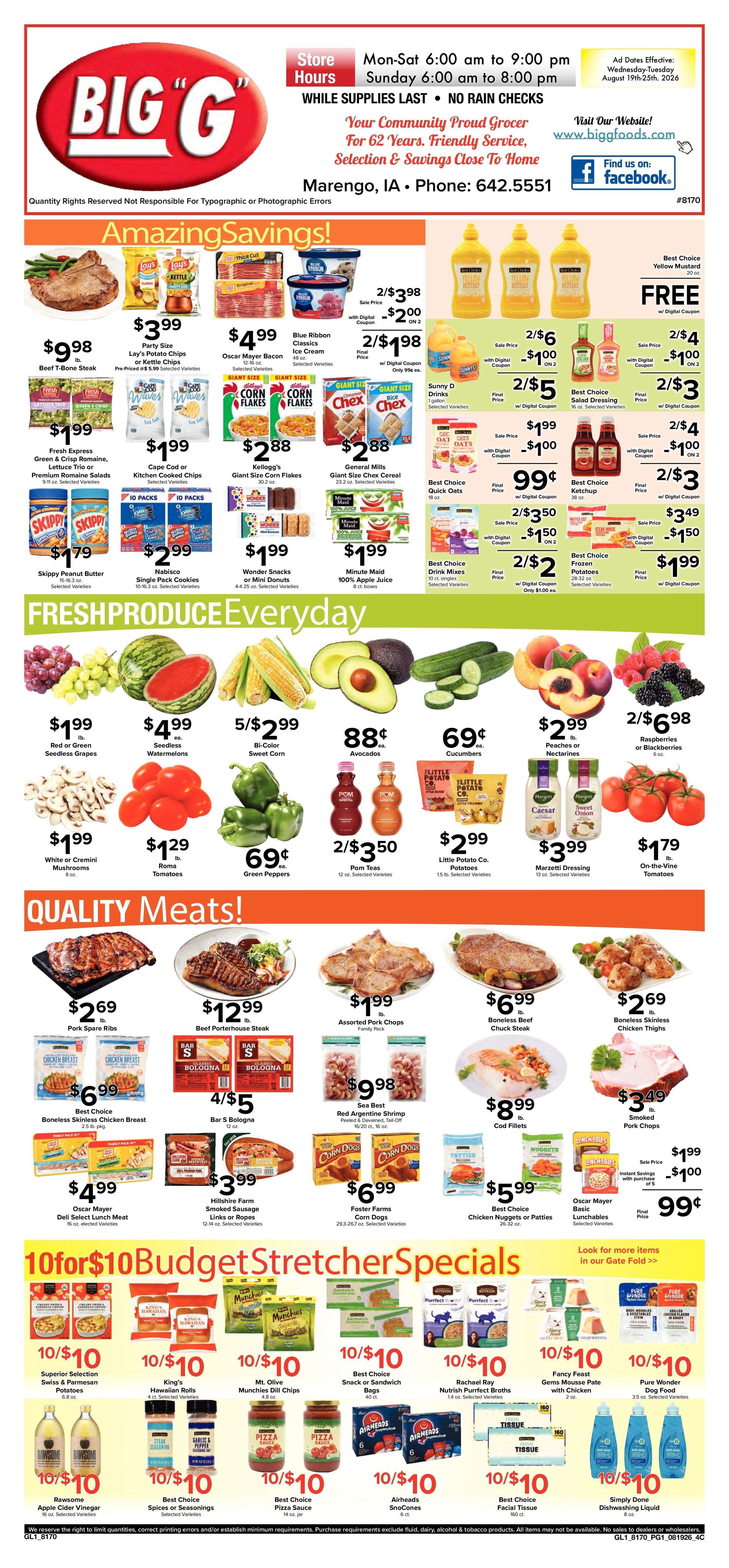 Big G Foods Great Deals This Week! Weekly Ad August 19 - 25, 2026