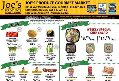 Joe's Produce Gourmet Market Weekly Ad August 19 - 25, 2026