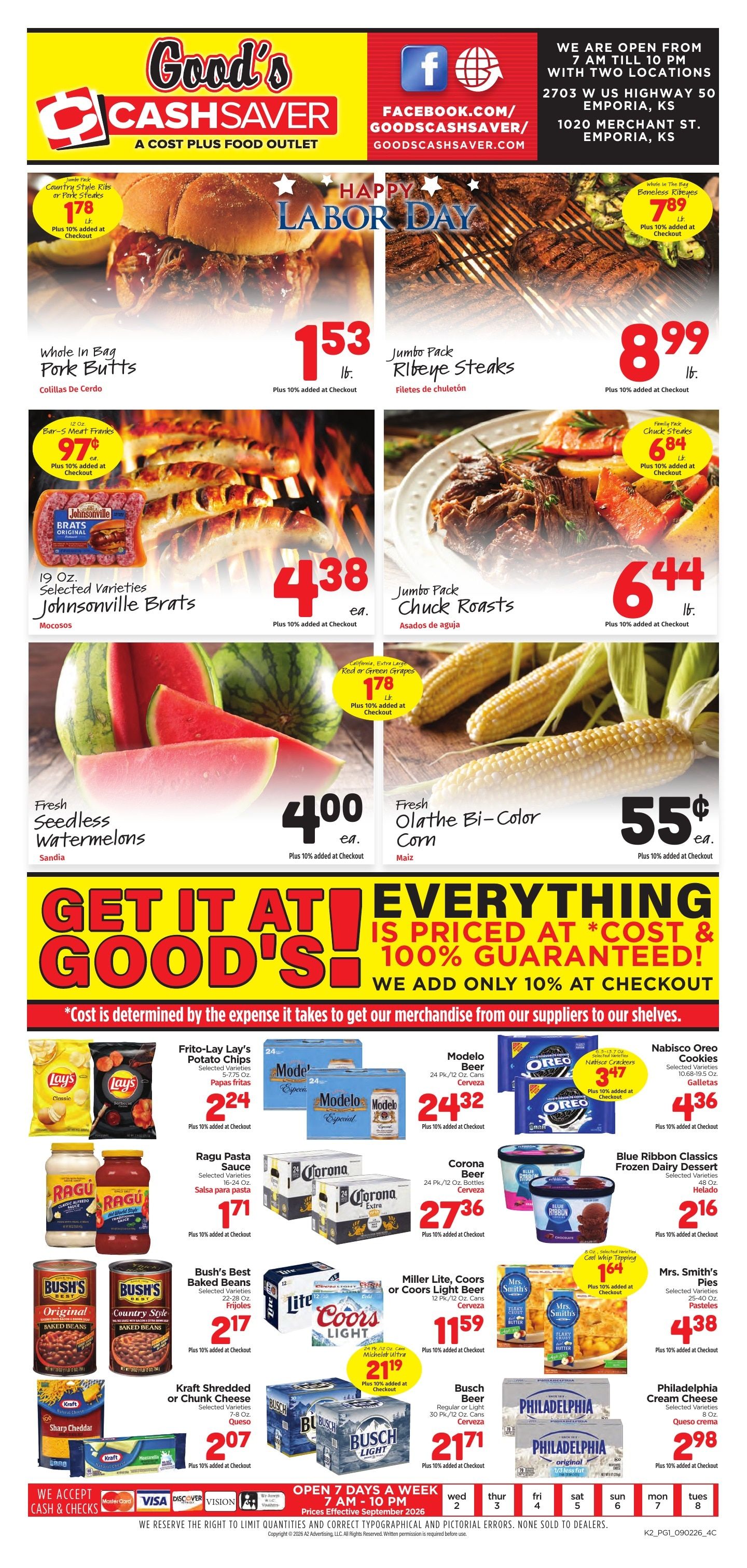 Good's Cash Saver Weekly Ad September 2 - 8, 2026