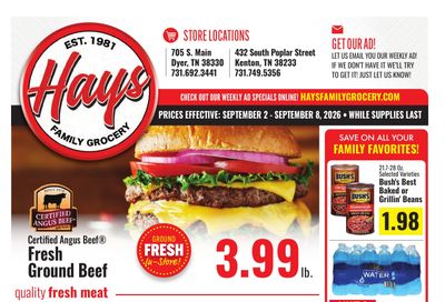 Hays Family Grocery Weekly Ad September 2 - 8, 2026