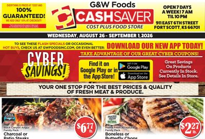 G&W Foods Cash Saver (Fort Scott, KS) Weekly Ad August 26 - September 8, 2026