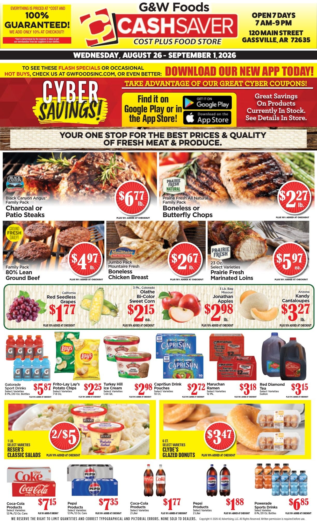 G&W Foods Cash Saver (Gassville, AR) Weekly Ad August 26 - September 8, 2026