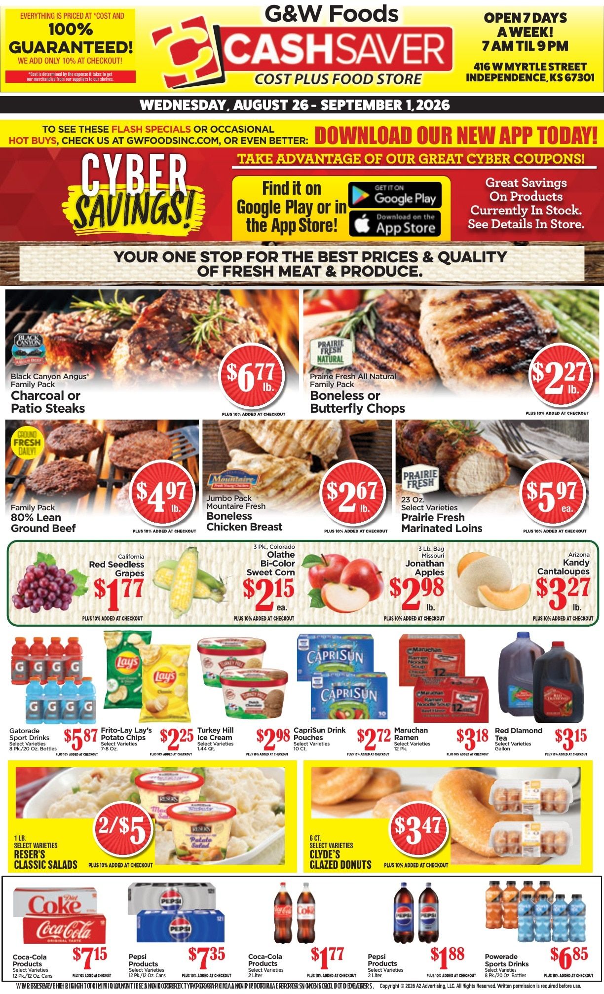 G&W Foods Cash Saver (Independence, KS) Weekly Ad August 26 - September 8, 2026