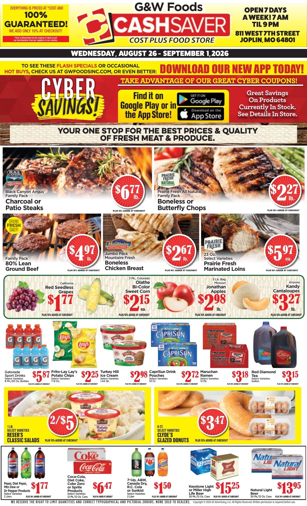 G&W Foods Cash Saver (Joplin, MO) Weekly Ad August 26 - September 8, 2026