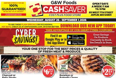 G&W Foods Cash Saver (Joplin, MO) Weekly Ad August 26 - September 8, 2026
