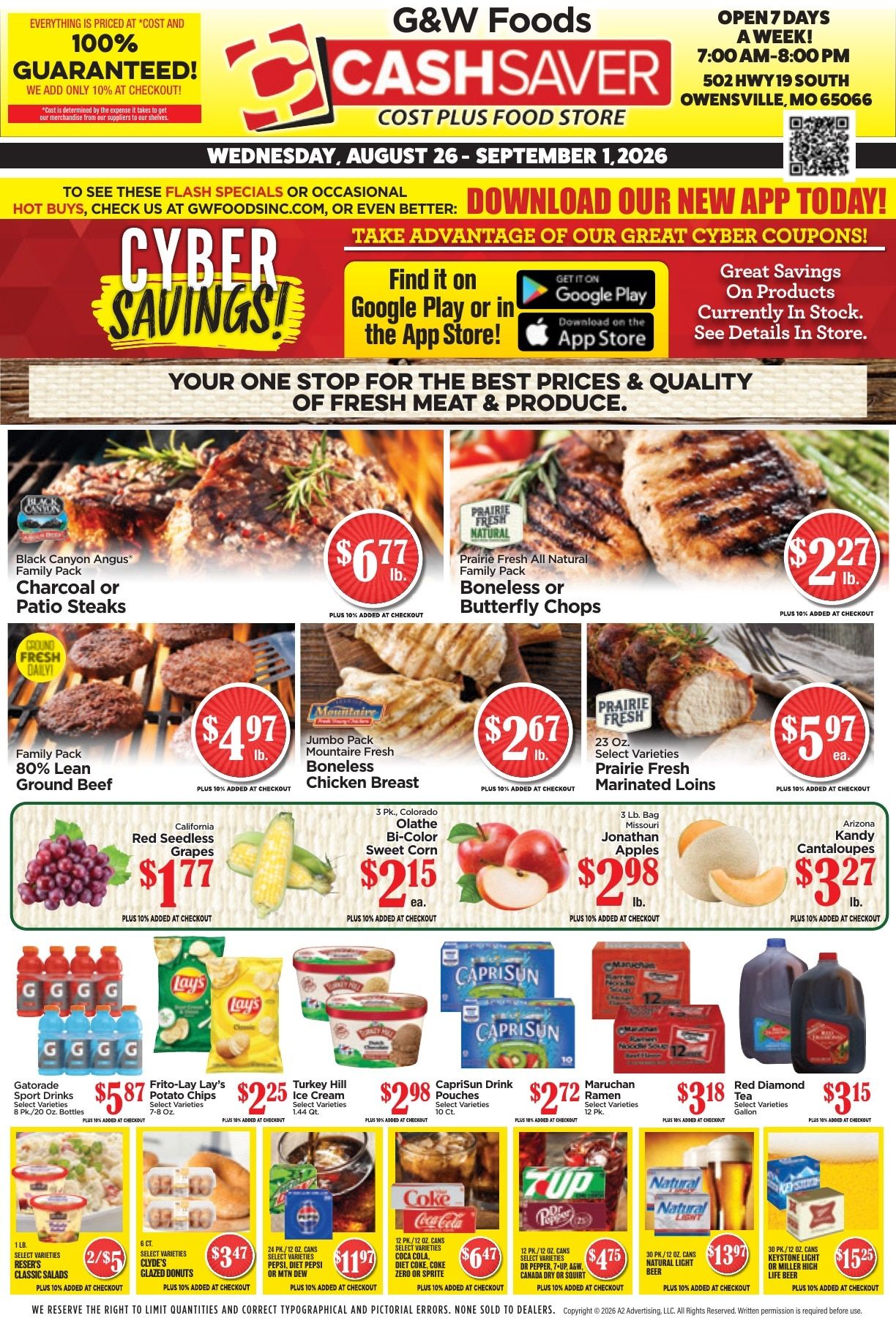 G&W Foods Cash Saver (Owensville, MO) Weekly Ad August 26 - September 8, 2026