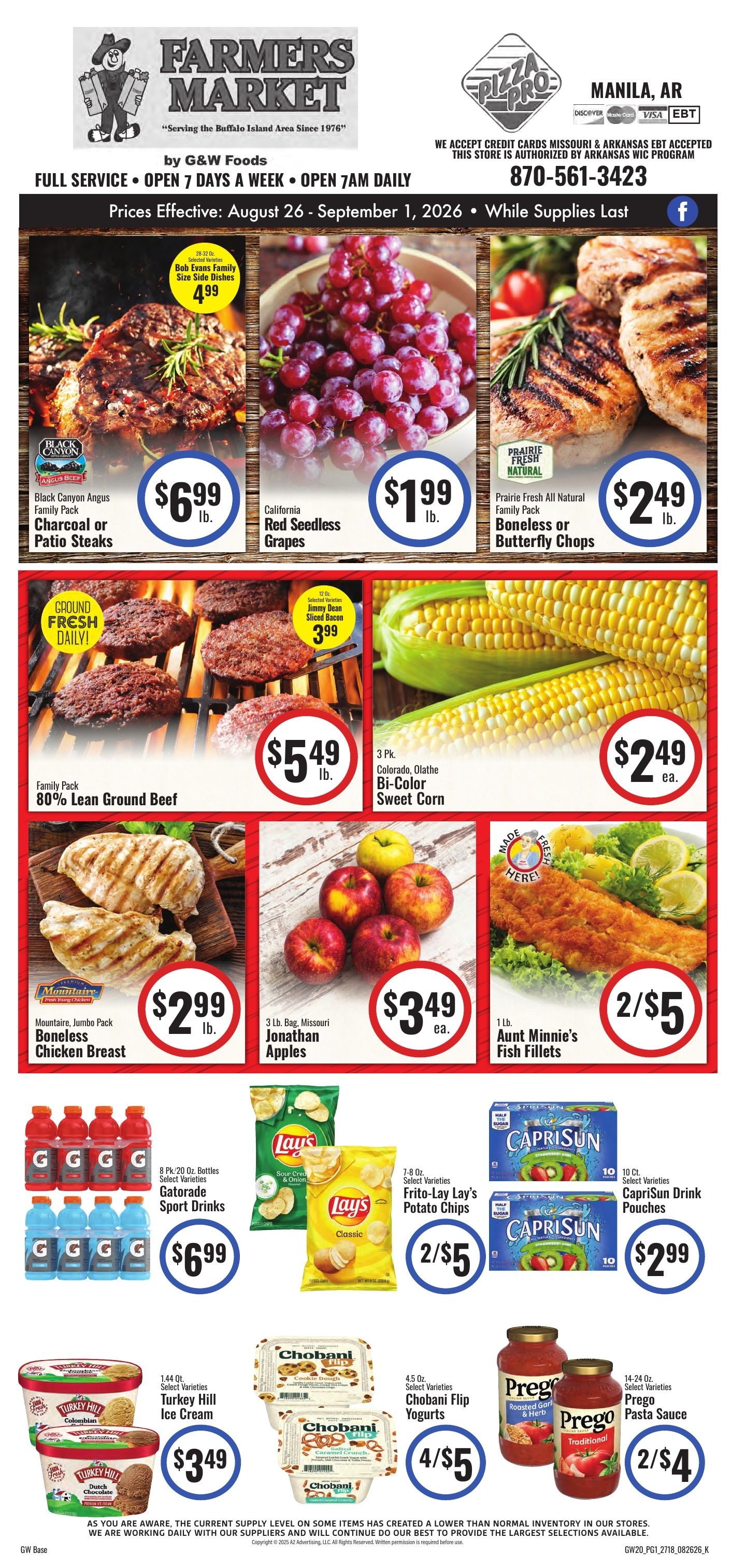G&W Foods Farmers Market (Manila, AR) Weekly Ad August 26 - September 8, 2026