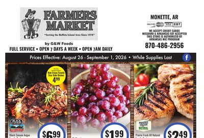 G&W Foods Farmers Market (Monette, AR) Weekly Ad August 26 - September 8, 2026