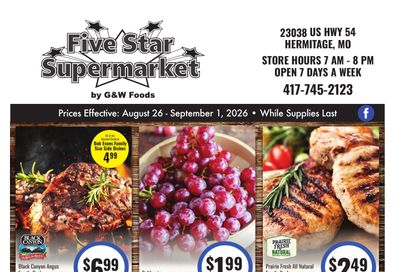 GW 5 Star Super Market Weekly Ad August 26 - September 8, 2026