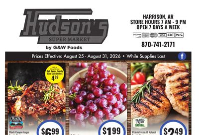 Hudson's Super Market Weekly Ad August 25 - September 7, 2026