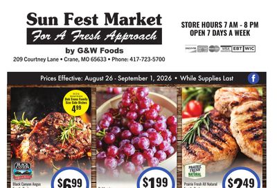 Sun Fest Market (Crane, MO) Weekly Ad August 26 - September 8, 2026