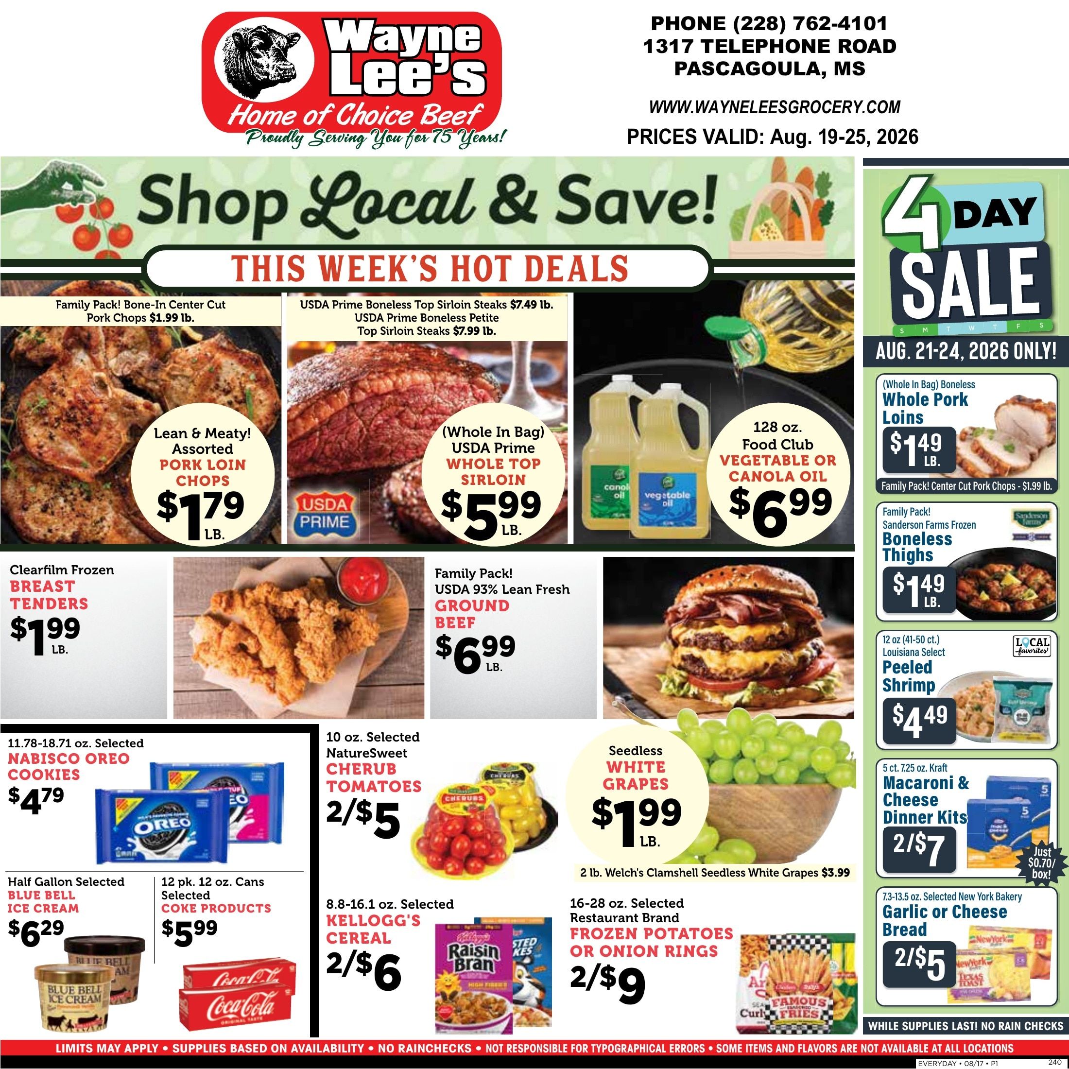 Wayne Lee's Grocery & Market Weekly Ad August 19 - 25, 2026